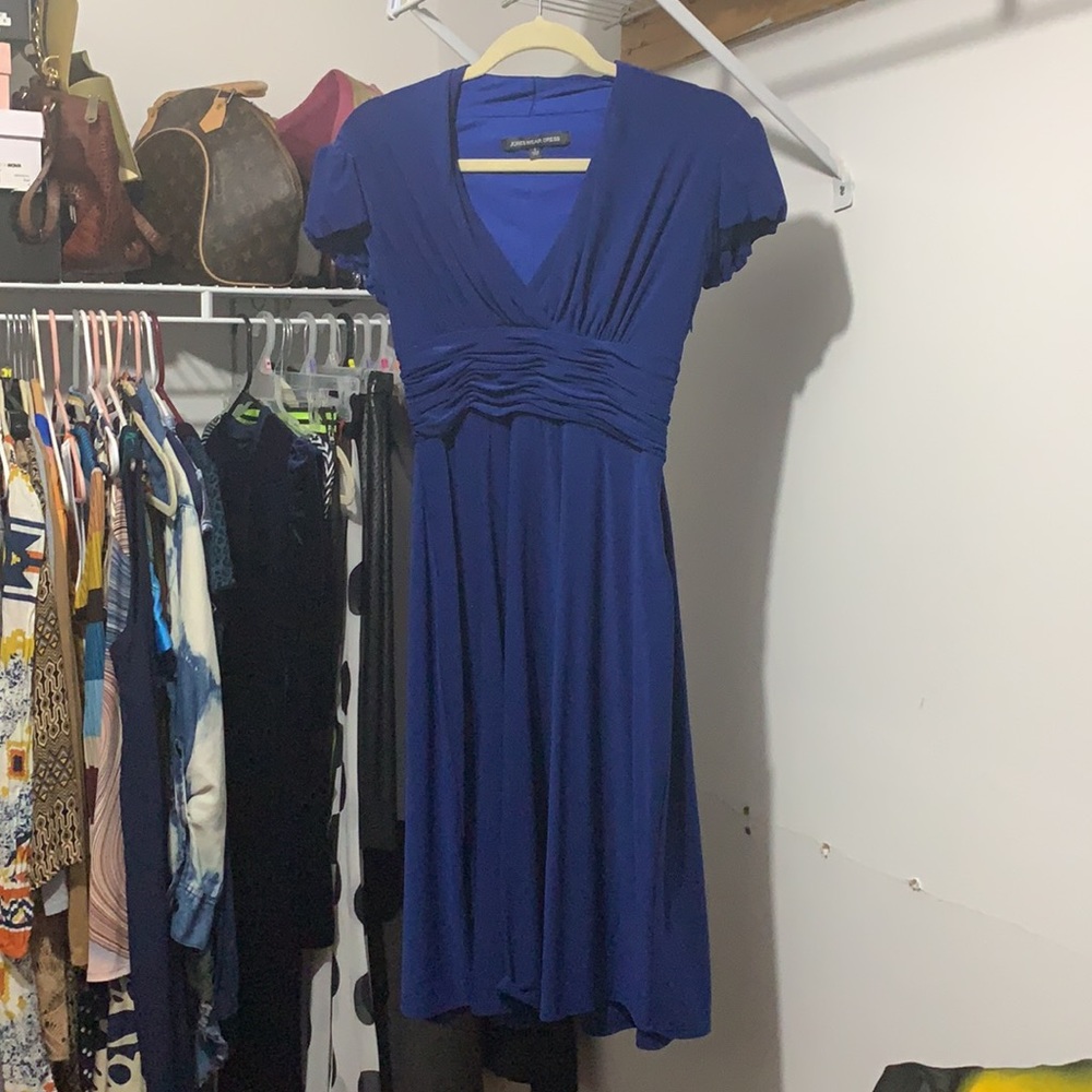 Shiny bright blue size 4 Vintage Jones Wear dress